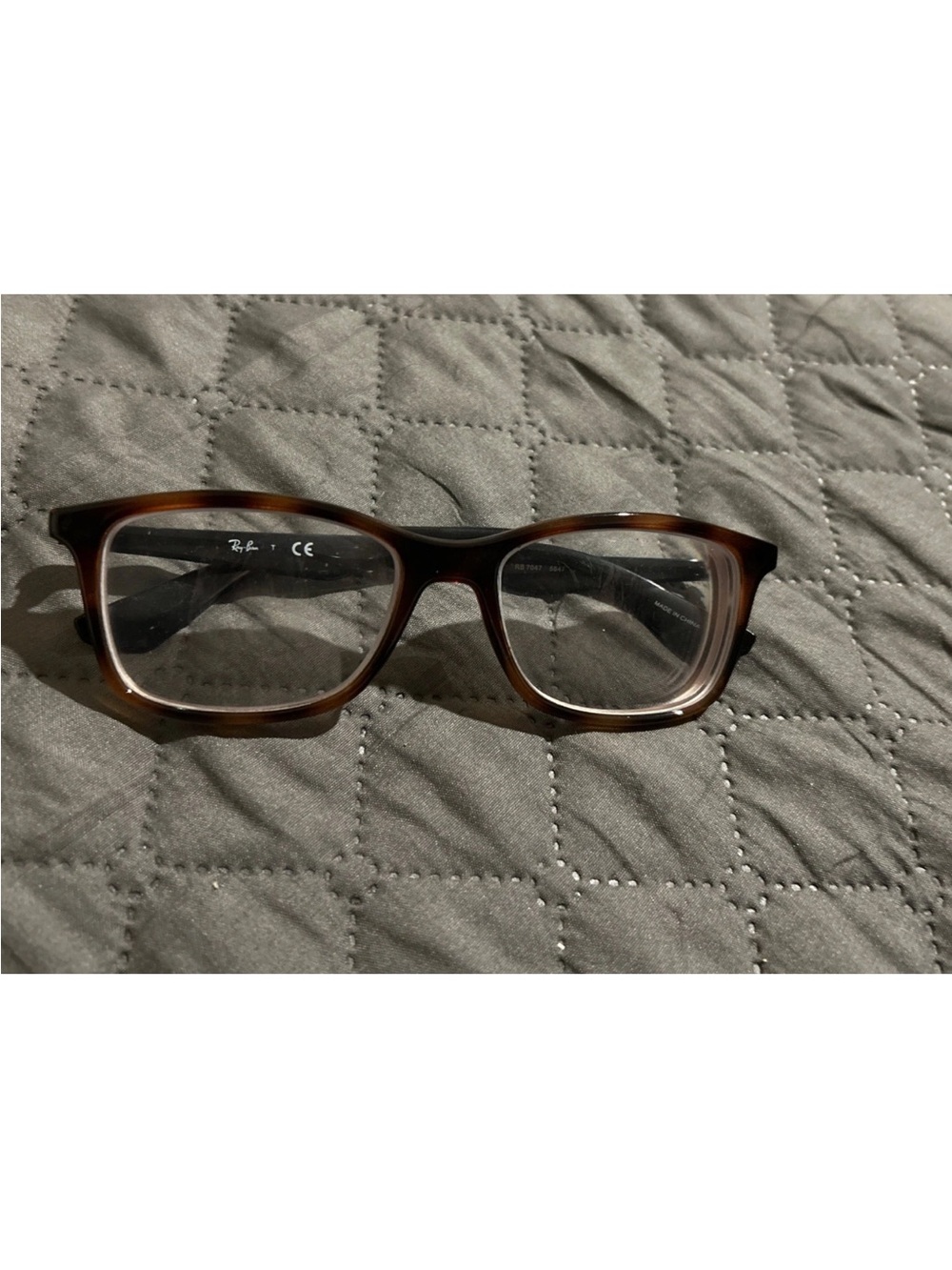 Ray-Ban Men's RB 7047 Tortoiseshell Rectangle Eyeglasses - Brown